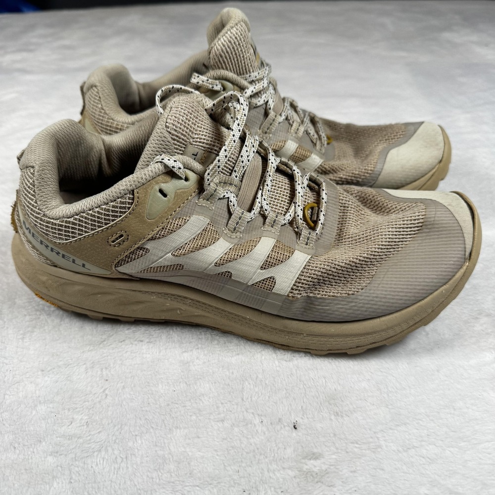 Merrell Antora 3 Shoes Womens Size 9.5 Beige Tan‎ Trail Running Vibram Outdoor